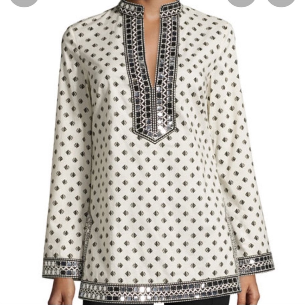 Tory Burch stunning $295 sequin tunic top size 0